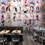 怀旧海报3D壁纸理发店发廊服装店背景墙纸咖啡店餐厅欧美复古壁画
