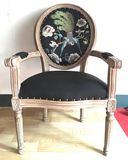 欧式复古实木餐椅 美式休闲靠背扶手凳子咖啡厅酒店餐厅化妆椅子