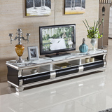 大理石电视柜现代简约白色伸缩地柜客厅时尚不锈钢茶几电视柜组合