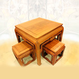 东阳红木家具餐桌非洲花梨四方桌如意吃饭桌实木桌椅组合特价
