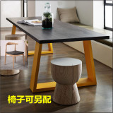 实木餐桌椅组合 现代简约 方形时尚创意长桌子工作台复古简易餐桌