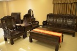 纯红木客厅家具中式古典组合套装三人椅实木明清仿古原木黑檀沙发