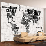 新款3d立体欧式黑白数字地图电视背景墙壁纸影视壁画客厅卧室墙布
