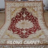 益隆真丝手工打结波斯地毯 中国红喜庆百搭客厅卧室地毯213x317cm