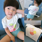 fanny12c 2016夏装新款女童卡通小猪佩琪短袖粉红猪小妹儿童T恤