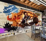 3D英雄联盟主题壁纸LOL游戏大型壁画网吧网咖KTV酒吧餐厅背景墙纸