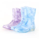 时尚防滑中筒韩国日新版水晶透明蝴蝶果冻雨鞋雨靴防水胶鞋女包邮