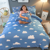 儿童床笠式四件套印花被套被罩1.8m床学生单人床单被罩子床上用品