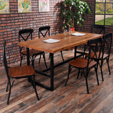 美式北欧咖啡餐桌椅铁木家具原木复古创意吧台餐桌铁艺书桌会议桌