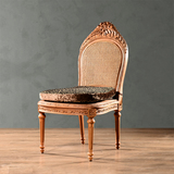 [W]法式新古典欧洲进口白榉木家具进口面料手工雕花豹纹梳妆单椅