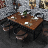 复古个性主题咖啡厅桌椅火锅店餐桌椅实木组合铁艺做旧叉背椅定制