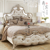 欧式复古新古典美式乡村高档定制雕花做旧软包卧室实木双人床婚床