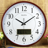 斐珞特万年历电子钟客厅挂钟卧室静音大时钟家庭创意现代壁时钟表