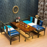 铁艺沙发椅美式复古工业风酒吧桌椅组合咖啡餐厅loft做旧水管沙发