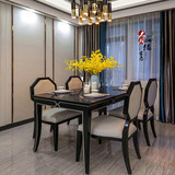 新中式餐桌椅样板房间餐厅后现代简欧实木餐桌椅组合别墅家具定制
