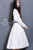 韩国GS LUXURY专柜品质简单风度法式复古深V衬衫腰带气场连衣裙女