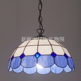 欧式地中海球形吊灯餐厅卧室书房蓝色艺术玻璃小户型方格美式吊灯