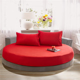 纯棉喜庆大红色圆床床笠全棉圆床床围床罩2米2.2米纯色圆床品单件