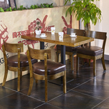 复古咖啡厅桌椅甜品店奶茶店桌椅实木简约西餐厅快餐店餐桌椅组合