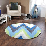 欧美几何波浪彩色抽象简约现代圆形地毯客厅沙发茶几卧室床边定制