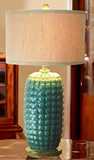 美式新古典孔雀蓝色复古菠萝大气陶瓷台灯客厅卧室台灯