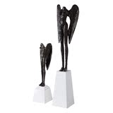 欧式奢华黑色铸铁天使雕塑摆件现代奢华办公室玄关人物雕像装饰品