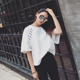 韩版夏装纯色半袖体恤打底衫女装上衣 时尚宽松休闲白色短袖t恤女