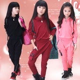童装春装2016新款韩版女童儿童两件套中大童纯棉运动蝙蝠衫套装潮