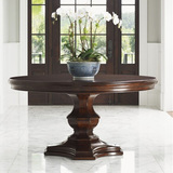 美式法式欧式英伦风 复古做旧黑胡桃色餐桌 橡木雕刻4人6人位餐桌