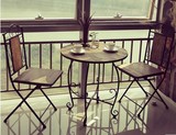 美式loft铁艺餐桌创意咖啡厅奶茶店桌椅酒吧桌阳台休闲桌折叠桌椅