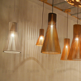 现代简约餐厅吧台木质吊灯原木创意酒店工程实木吊灯北欧咖啡厅灯