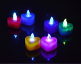 LED电子蜡烛灯 创意浪漫心形七彩闪光蜡烛 婚庆生日派对布置用品