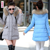 新款韩版棉衣女中长款加厚外套2015冬装毛领羽绒棉服大码宽松棉袄