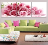 惊爆特价！客厅装饰画粉色玫瑰 卧室花卉无框画墙画壁画 三联挂画