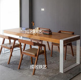 Loft铁艺实木复古长方形餐桌 办公会议桌洽谈桌咖啡书桌工作台