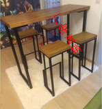 美式铁艺吧台餐桌实木复古酒吧椅做旧高台桌椅高脚凳咖啡厅凳子