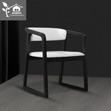 北欧实木餐椅子简约现代中式新古典带扶手靠背酒店样板房餐厅椅子