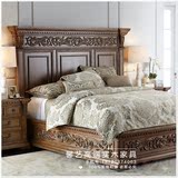 新款美式实木雕花双人床欧式奢华别墅卧室大床新古典婚床家具定制