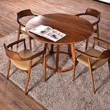 实木餐桌椅组合现代简约水曲柳圆桌中式小户型原木桌仿古餐桌家具