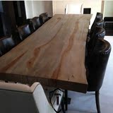 美式乡村loft不规则实木长方形复古铁艺会议桌办公桌大板原木餐桌