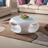 新款镂空茶几时尚简约个性现代创意钢琴烤圆形客厅家具 钢化玻璃