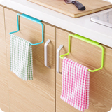 厨房橱柜门背式单杆毛巾架 塑料无痕抹布挂架毛巾杆 多用途杂物挂