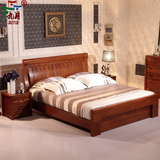 特价进口老榆木实木床婚床 卧室双人床1.8米简约中式储物床婚床