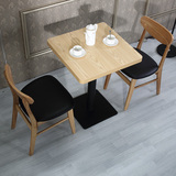 原木色实木桌椅组合 咖啡厅 披萨店 奶茶店甜品店桌椅 不锈钢餐桌