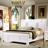 工匠 全实木白色床 双人1.8米大床现代简约高档婚床中式橡木床