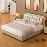皮床小户型 真皮床双人床1.8米抽屉 储物高箱 软体床1.5米床婚床
