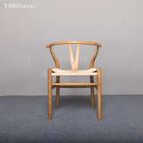 愚木素作北欧简约餐椅实木椅子胡桃色橡木色骨叉椅设计中式椅原木