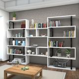 钢木书架简易组合书柜创意置物架货架展示柜隔断柜陈列架现代简约