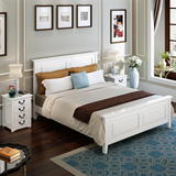 美式乡村全实木床白色双人床1.8米卧室婚床1.5米高箱床大床可定做