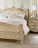 美式实木床 复古做旧雕花床 法式仿古乡村双人床 卧室家具可定制